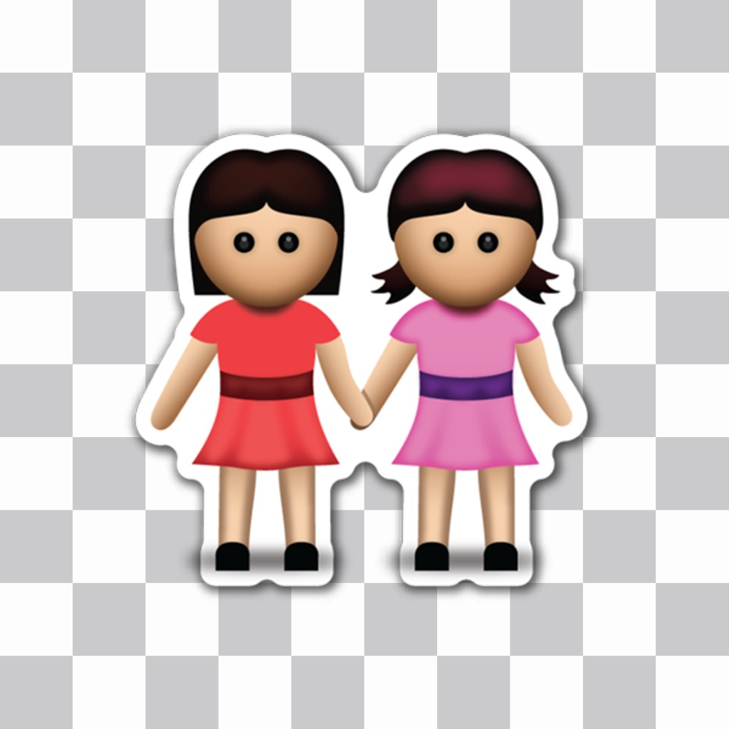 emoji on-line para suas fotos de duas meninas que prendem as mãos ..