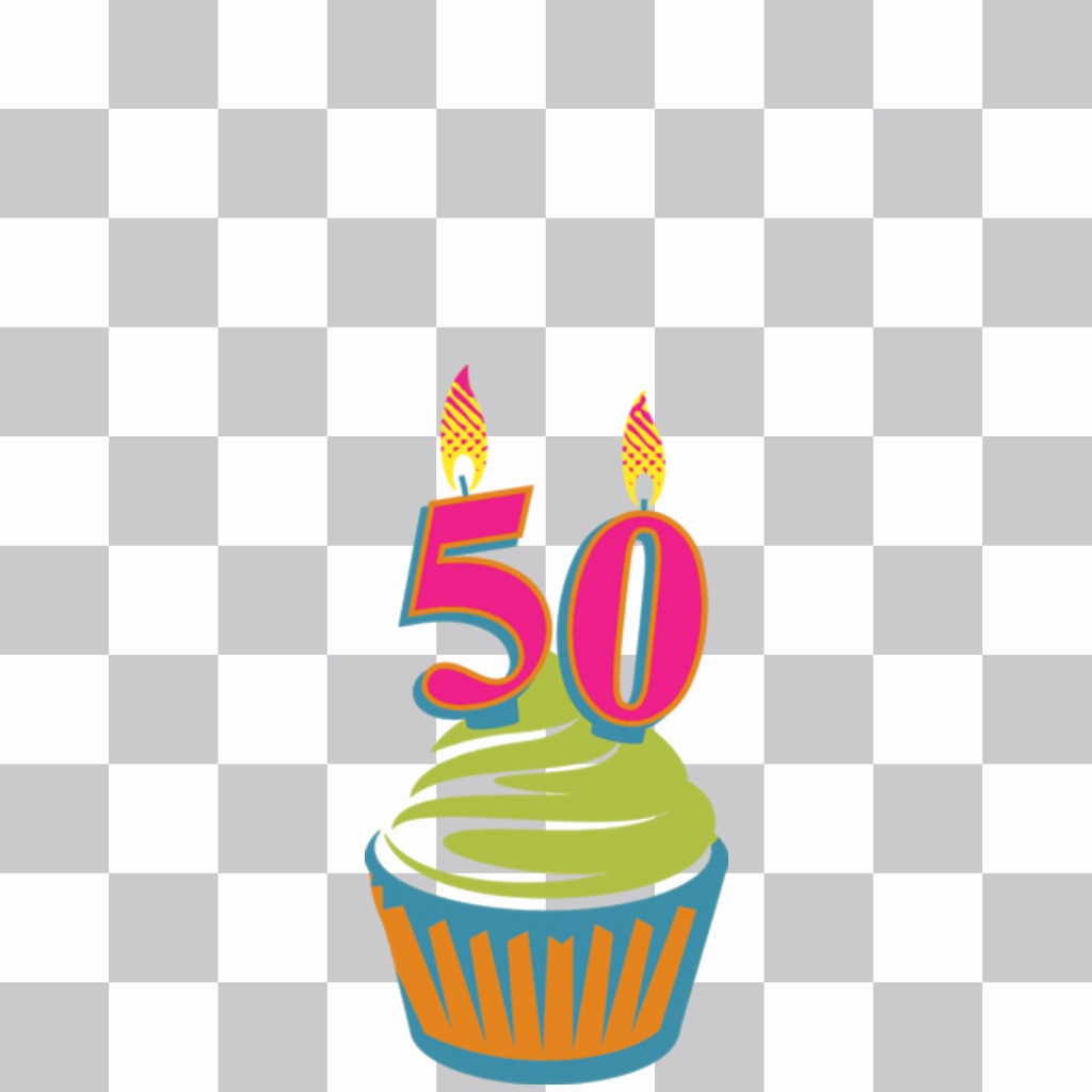 Efeito da foto para comemorar 50 anos colando um queque em sua foto do bolo ..