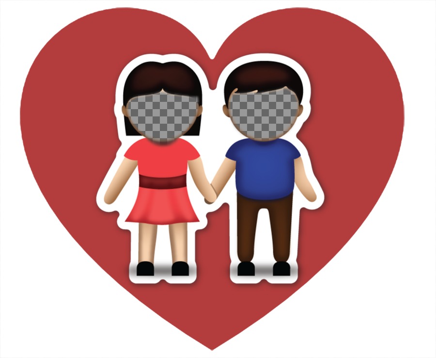 Efeito da foto do amor com o emoji do casal onde você pode carregar duas imagens ..