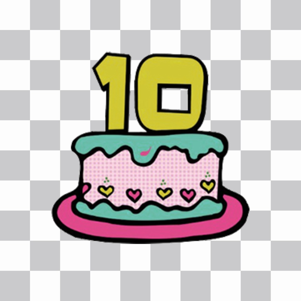 Etiqueta de um bolo com o número 10 para decorar suas fotos para ..