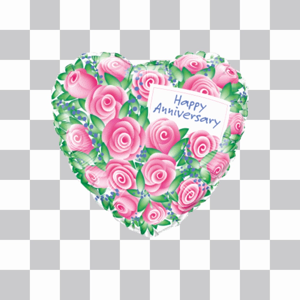 balão em forma de coração com rosas e as palavras do aniversário para seu fotos ..