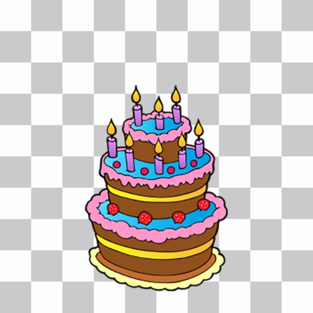 bolo de aniversário colorido com velas para decorar e cole em sua imagem adesivo ..