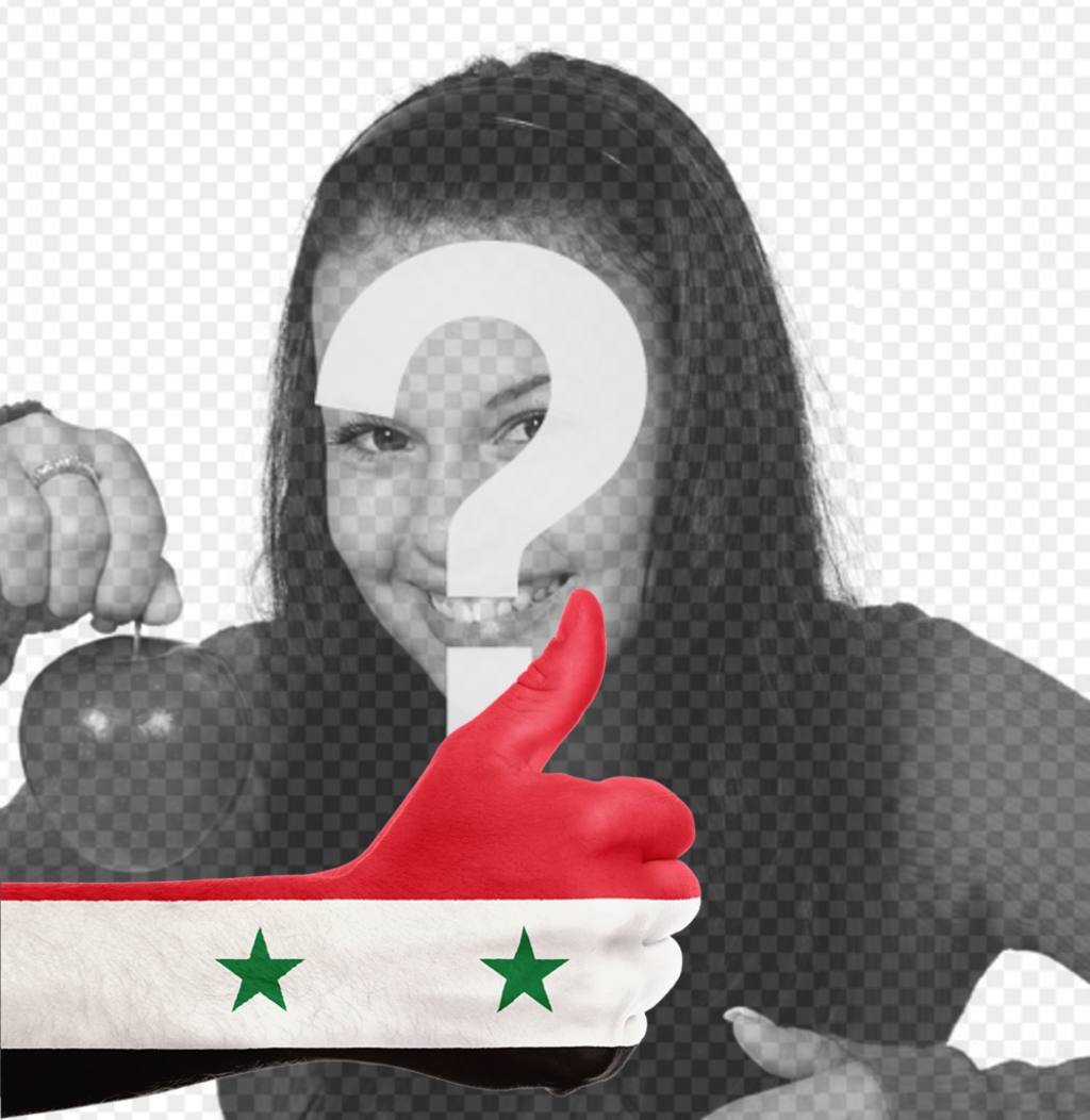 Mão com a bandeira da Síria para adicionar sua foto em linha ..