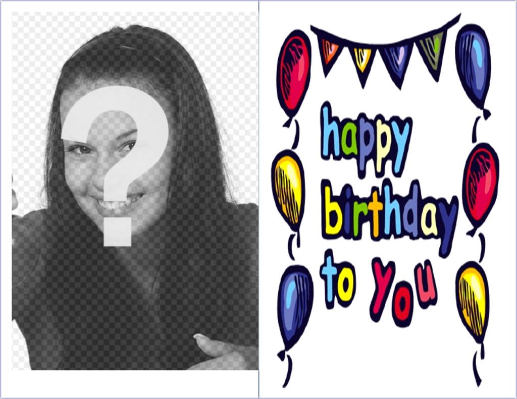 Cartão de aniversário: Feliz aniversário para você. Enfeites de balões..