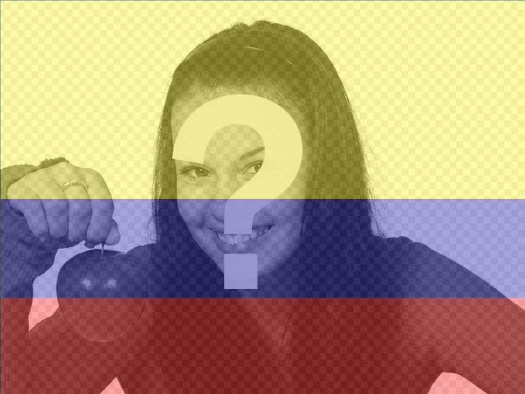 Filtro fotográfico com a imagem da bandeira da Colômbia e a sua fotografia.   ..