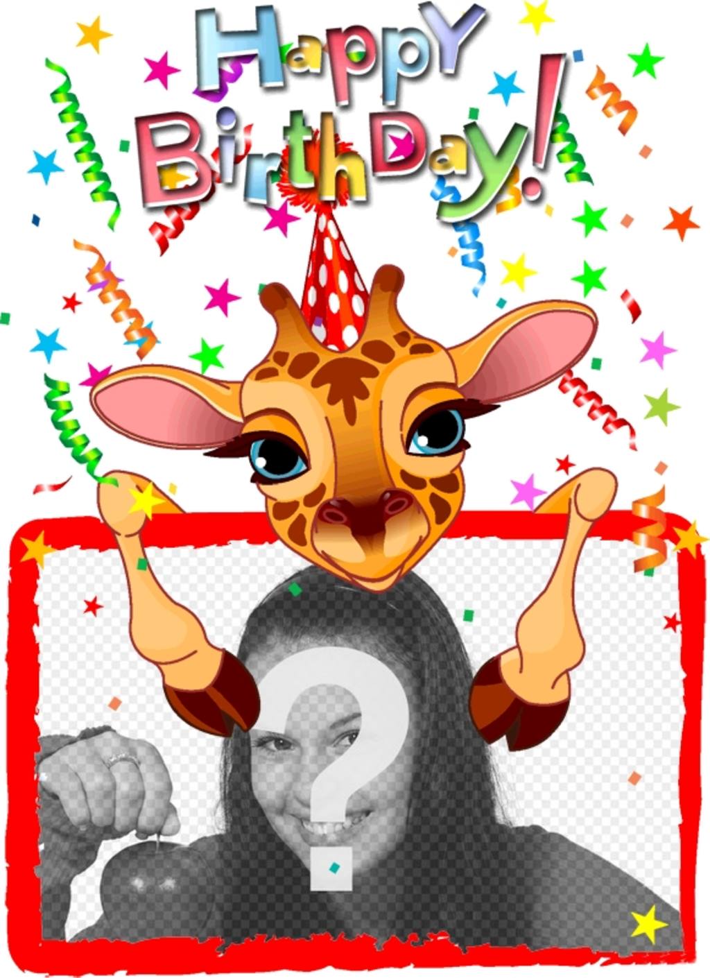 Cartão customizável com um aniversário girafa. ..