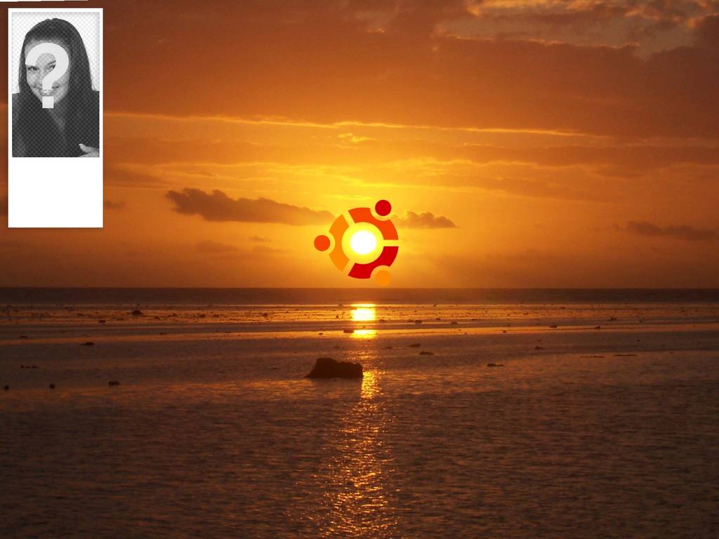 Twitter fundo com um por do sol eo símbolo do Ubuntu..