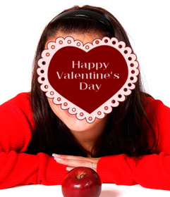 coracão com as palavras happy valentine inserir em suas fotos online