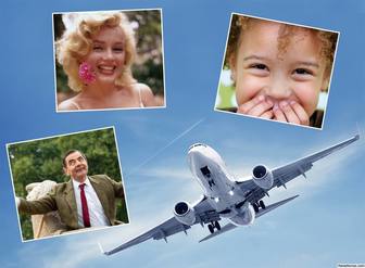 colagem livre tres fotos com um ideal avião viajantes