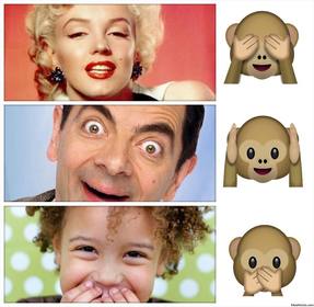 colagem da foto editar e decorar com o emoji tres macacos
