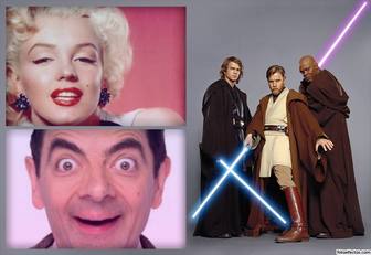 efeito da foto tres personagens star wars duas fotos