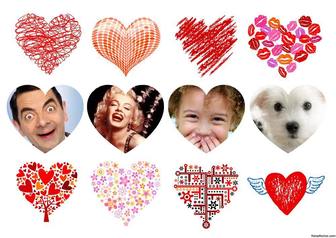 colagem editavel com coracões decorar quatro fotos