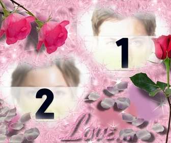 cartão o seu amor coracão com rosa personalizavel com 2 fotos