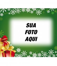 Cartão com fundo verde e presentes de Natal para colocar sua foto no -  Fotoefeitos