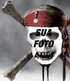 Fotomontagem de um crânio do pirata para colocar uma foto do seu rosto