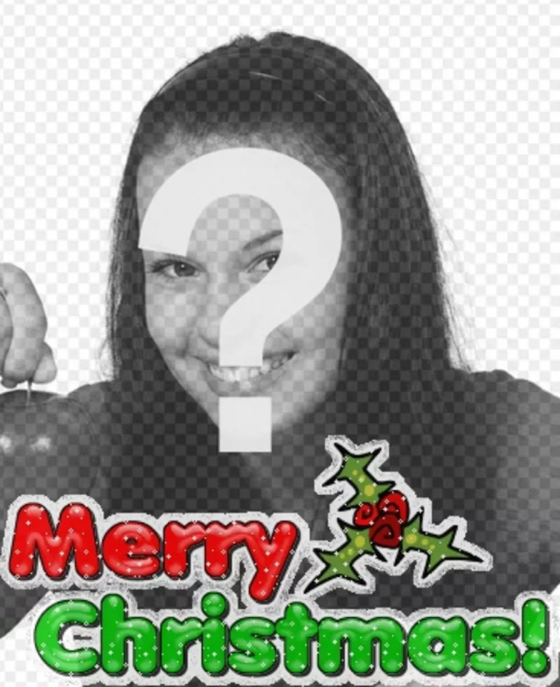 Criar um cartão personalizado com este modelo de montagem para um cartão de Natal com texto animado, nós lhe desejamos um Feliz Natal em Inglês. Coloque sua foto no..