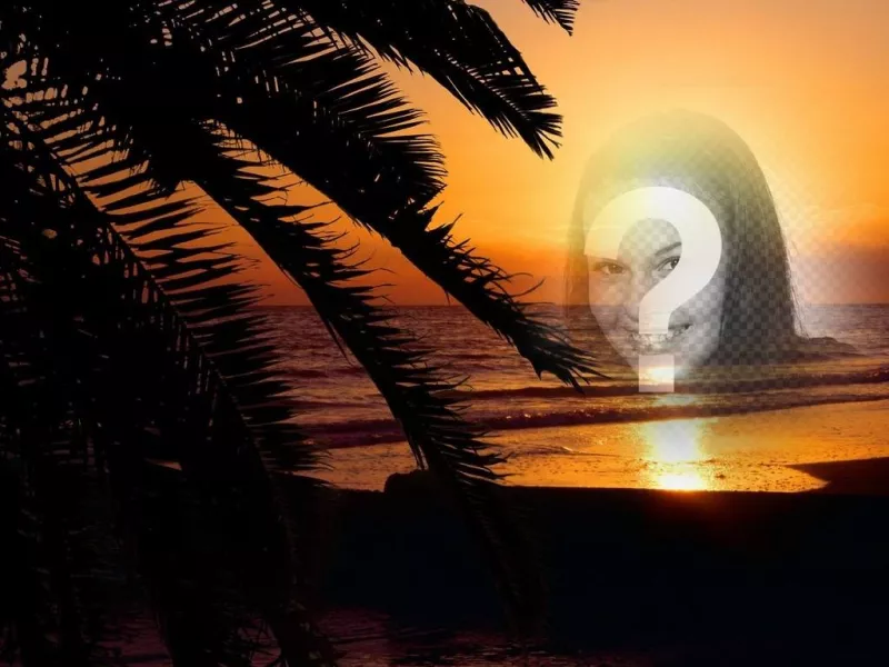 Coloque a sua foto em linha em um por do sol em uma paisagem idílica de uma praia ..