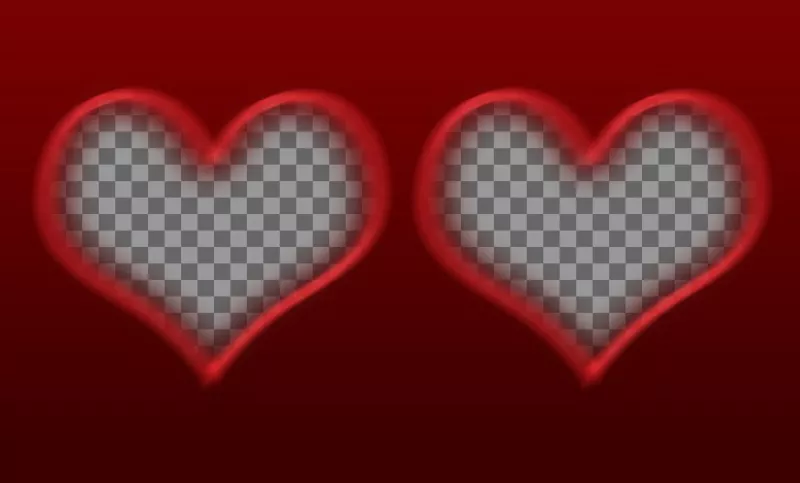 Criar um cartão postal de amor com este modelo vermelho com dois frames em forma de coração no qual os caminhos inserir fotografias. Receba um valentine..