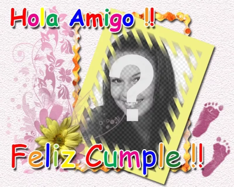 Cartão de aniversário de carregamento com texto colorido Olá Amigo Feliz Aniversário. Ideal para o aniversário de crianças..