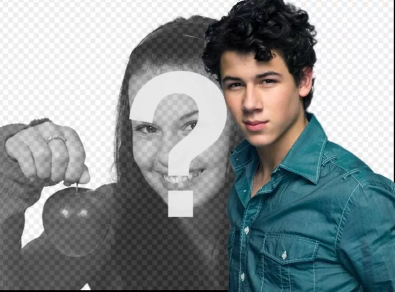 Faça um efeito de fotografia juntamente com Nick Jonas. Fotomontagem com..