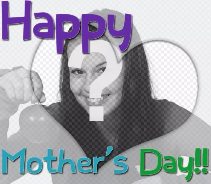Cartão para o Dia das Mães. com um coração e texto colorido. (Em..