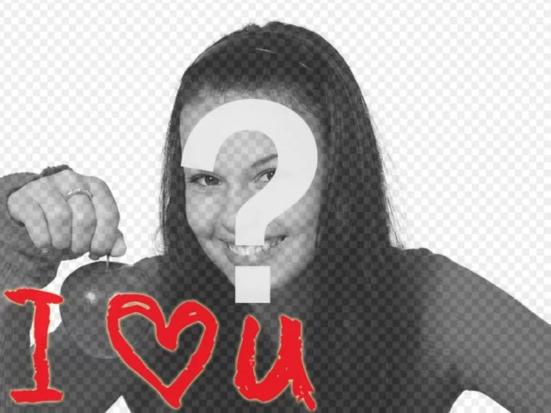 Foto moldura para colocar o texto I Love U em vermelho com sua..