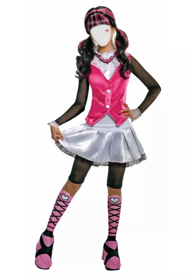 Fotomontagem de ser Draculaura de Monster High vestida de ..