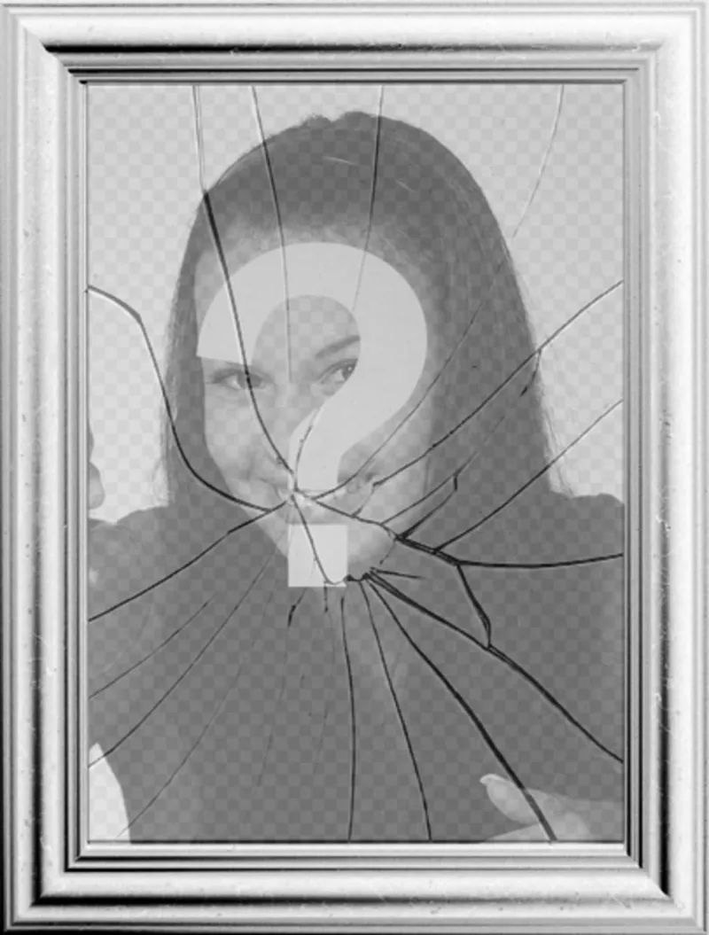 Moldura digital, a sua imagem será refletido em um espelho quebrado. Pode parecer curioso efeito de um porta-retrato com o vidro..