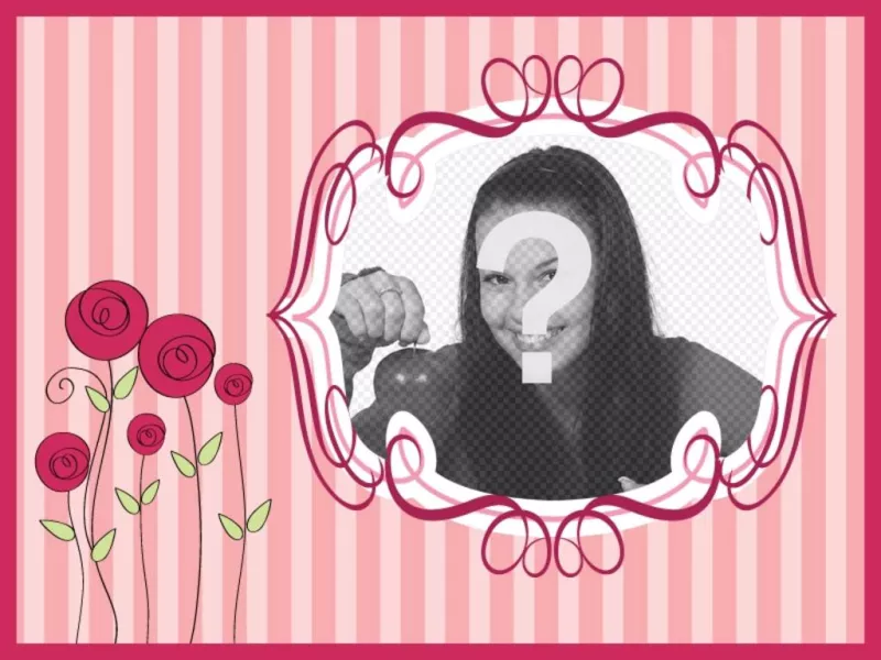 Cartão postal Dia das Mães com fundo rosa com flores para colocar a sua foto e texto para..