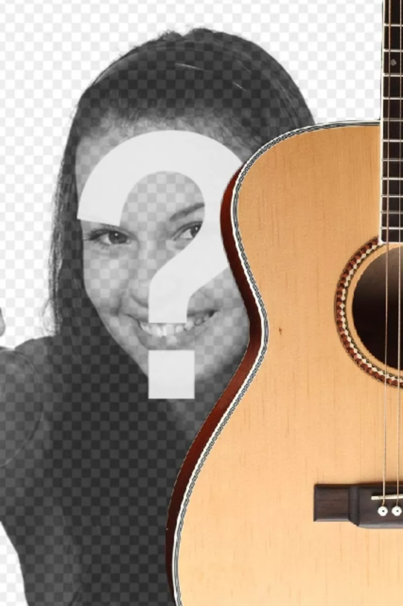 Fotomontagem para colocar a guitarra espanhola em uma foto e adicione o texto..