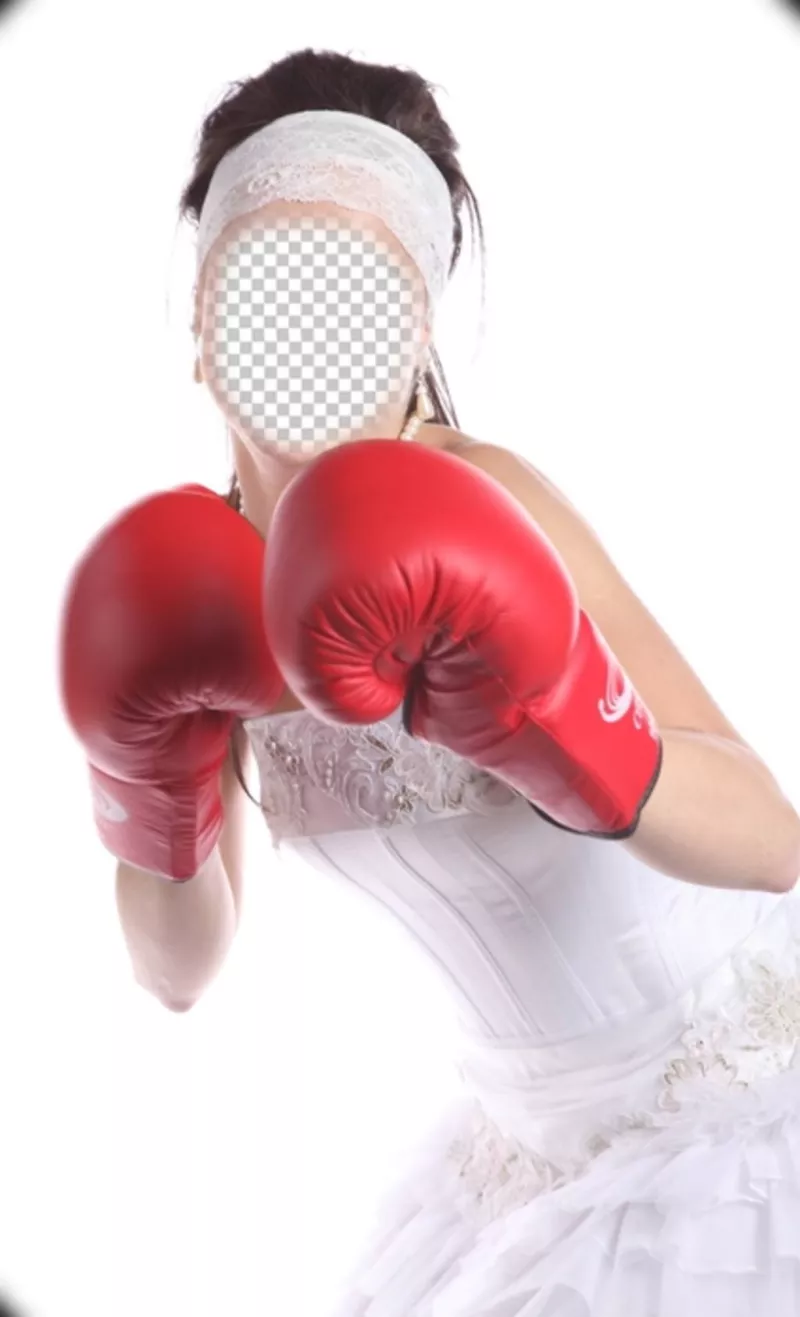 Fotomontagem de uma noiva boxer fêmea para colocar seu rosto para o efeito Fun ..