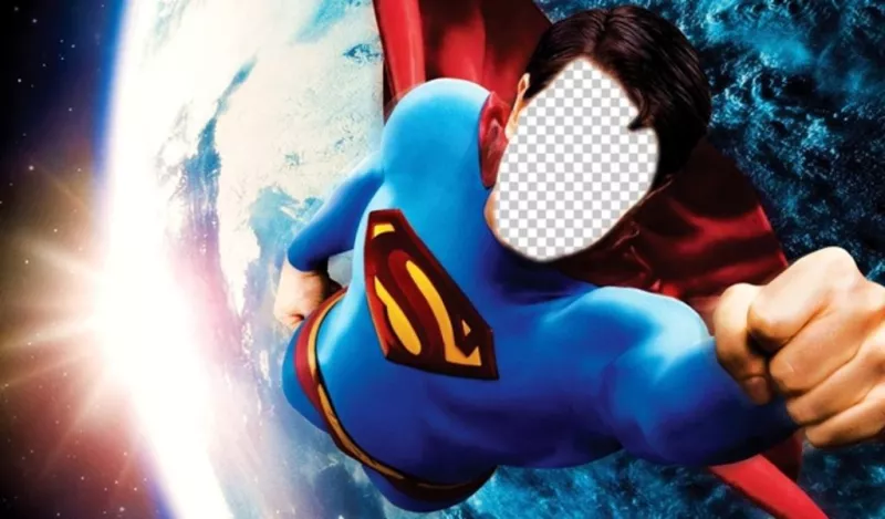 Fotomontagem para se tornar Superman voando sobre a Terra ..