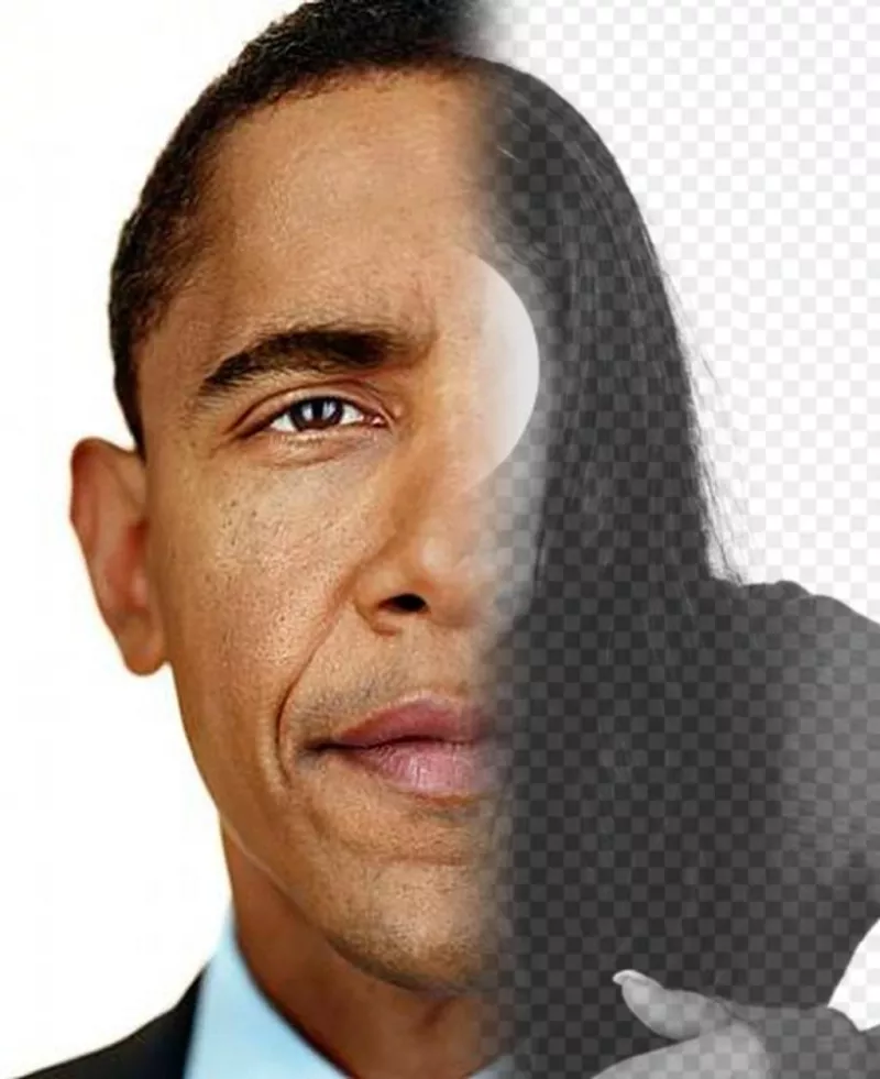 Criar uma fotomontagem com o rosto do presidente Obama misturado com metade do seu..