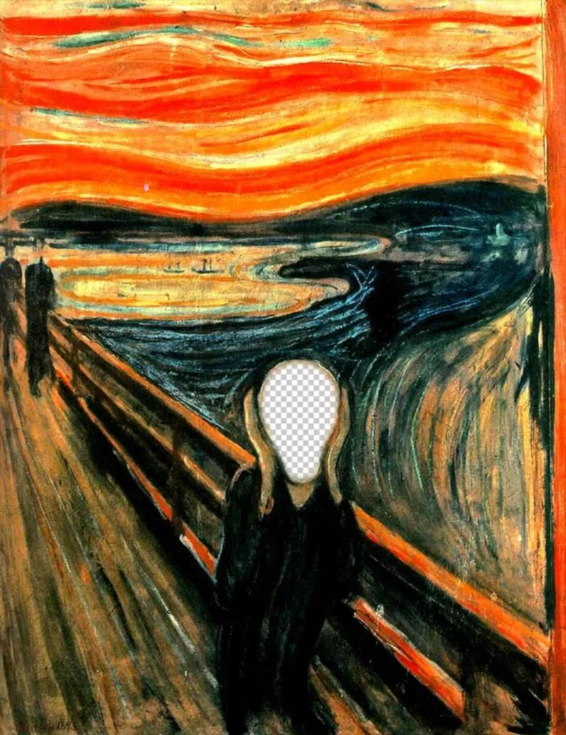Fotomontagem do quadro O grito Munch perto de colocar a foto de sua escolha ..