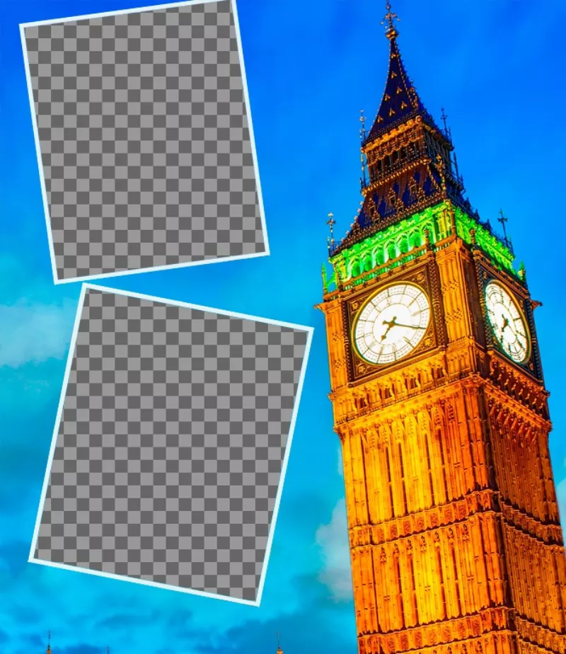 Cartão postal para colocar duas fotos de Big Ben em Londres, você pode fazer com suas fotos..