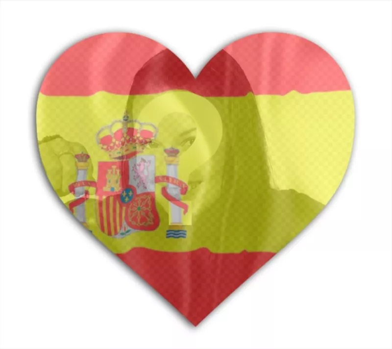 Efeito da foto da bandeira da Espanha, em forma de coração para foto do perfil no qual você pode adicionar sua foto no..