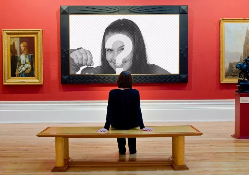 Fotomontagem para colocar sua foto em um museu de arte, aos olhos de um visitante. ..
