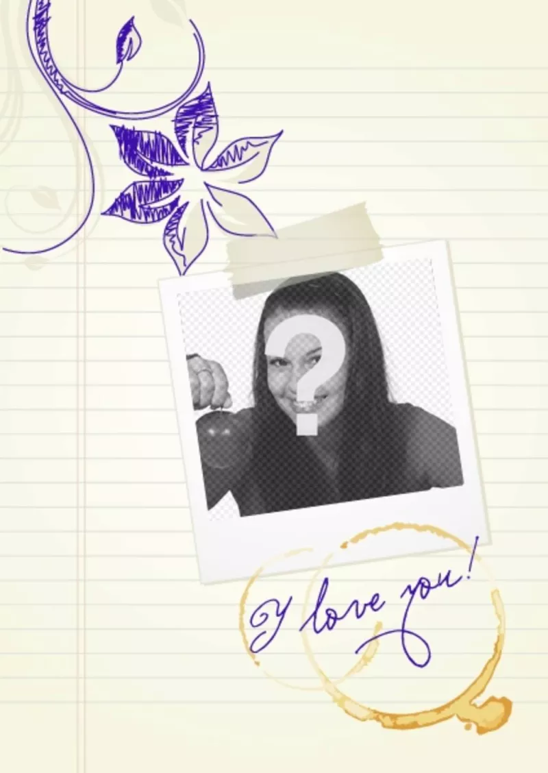 moldura para colocar a foto de você ou seu amor do tipo polaroid em folha..