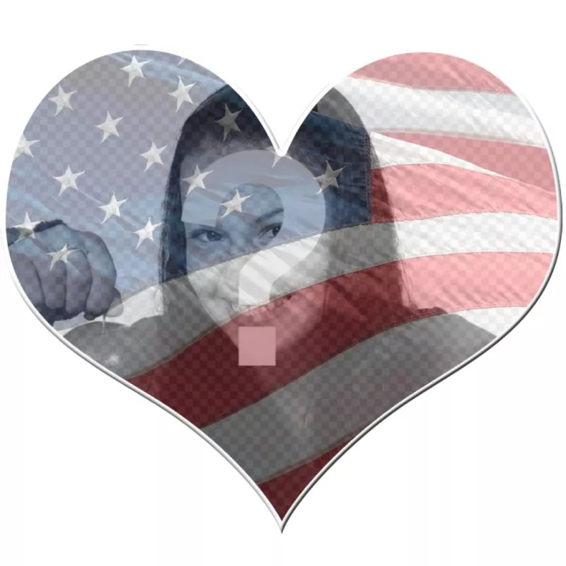 Em forma de coração moldura exibindo a bandeira dos EUA. ..