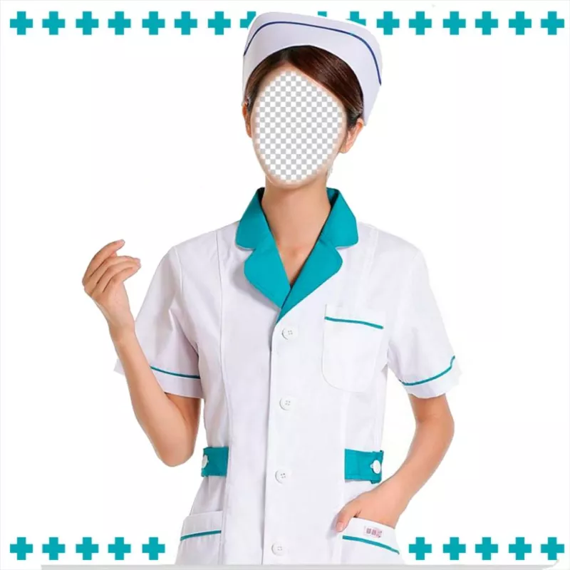 Fotomontagem para se tornar uma enfermeira no uniforme clássico. ..
