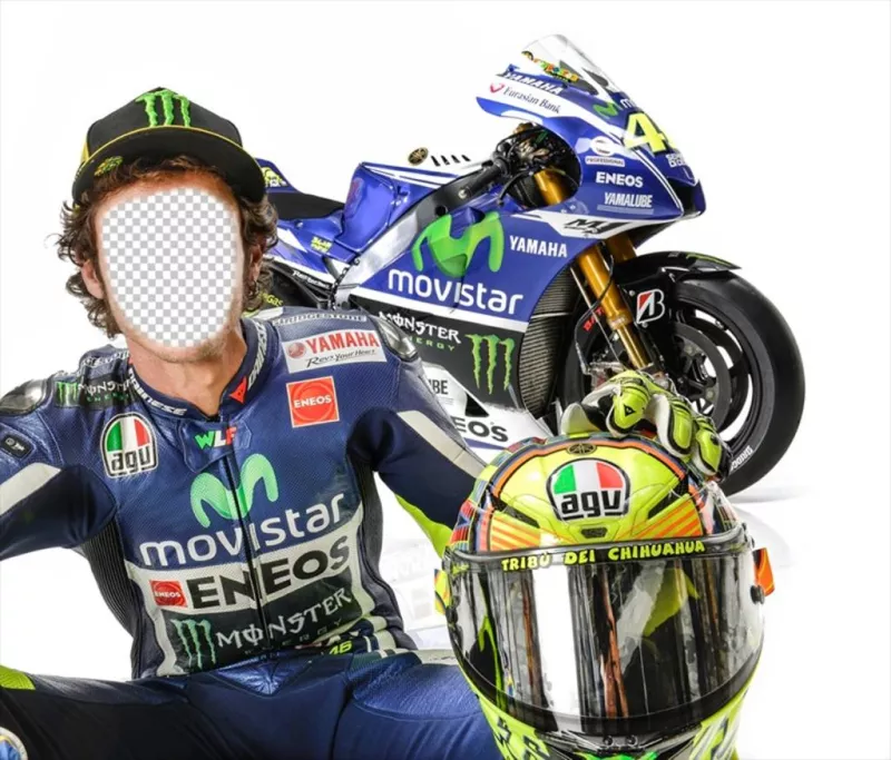 Fotomontagem com Valentino Rossi, piloto de MotoGP para editar ..