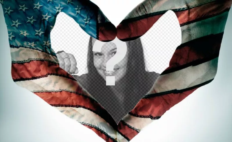 Coração em forma de quadro com a bandeira dos Estados Unidos. ..
