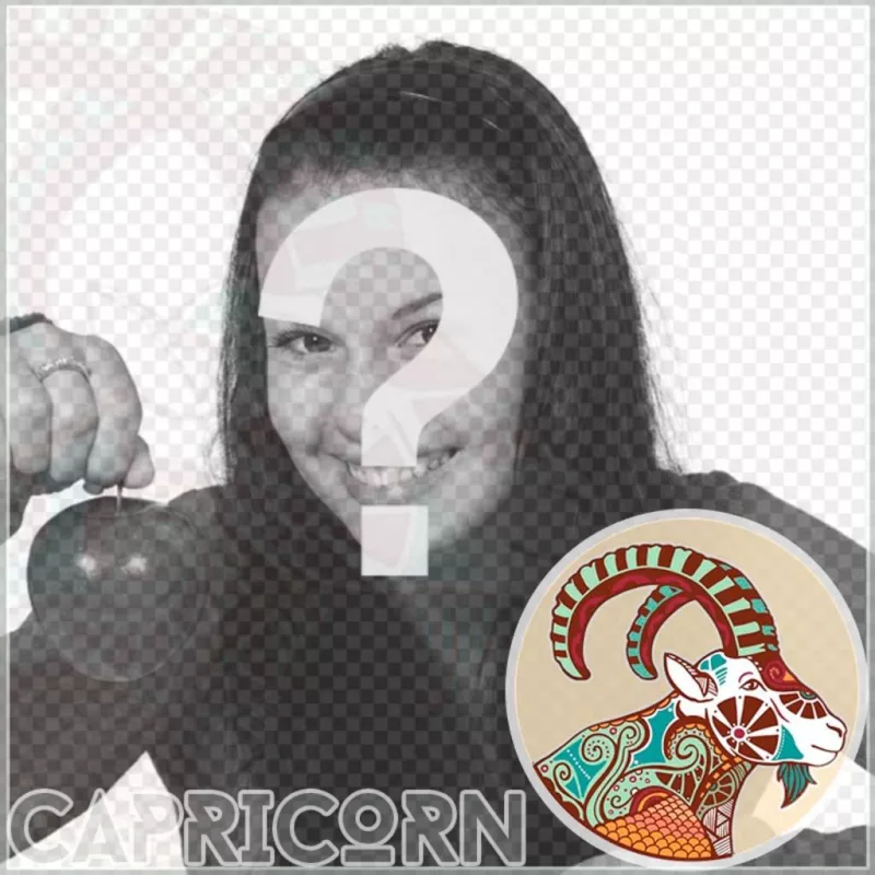 Montagem do sinal do zodíaco Capricórnio para o seu perfil. Template ..