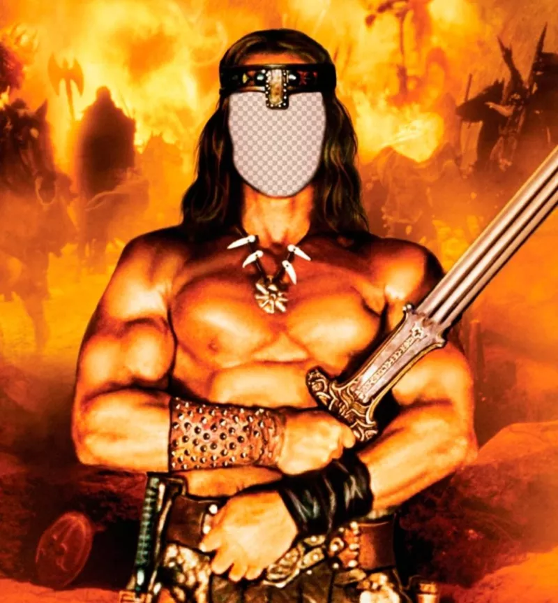Ponha seu rosto nesta fotomontagem on-line de Conan, o Bárbaro. ..