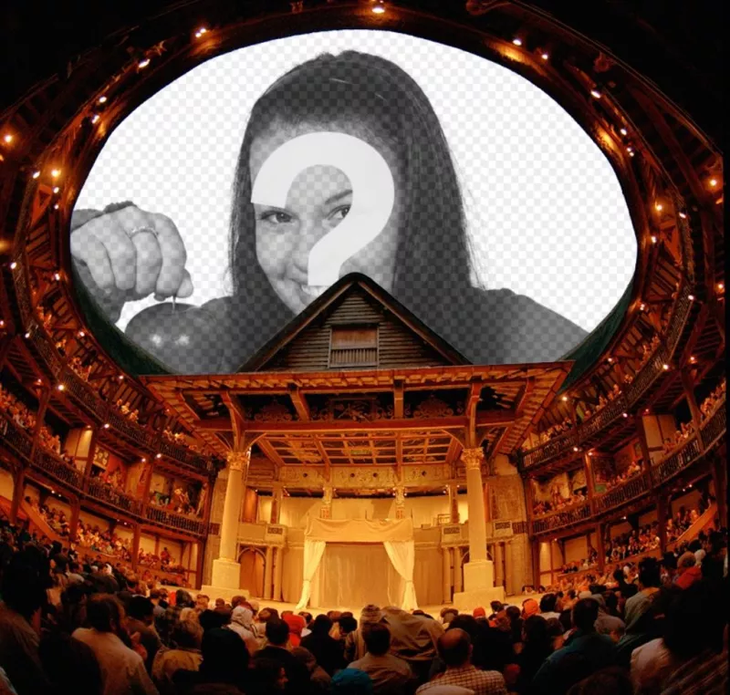 Fotomontagem para colocar sua foto no teto de um teatro. ..