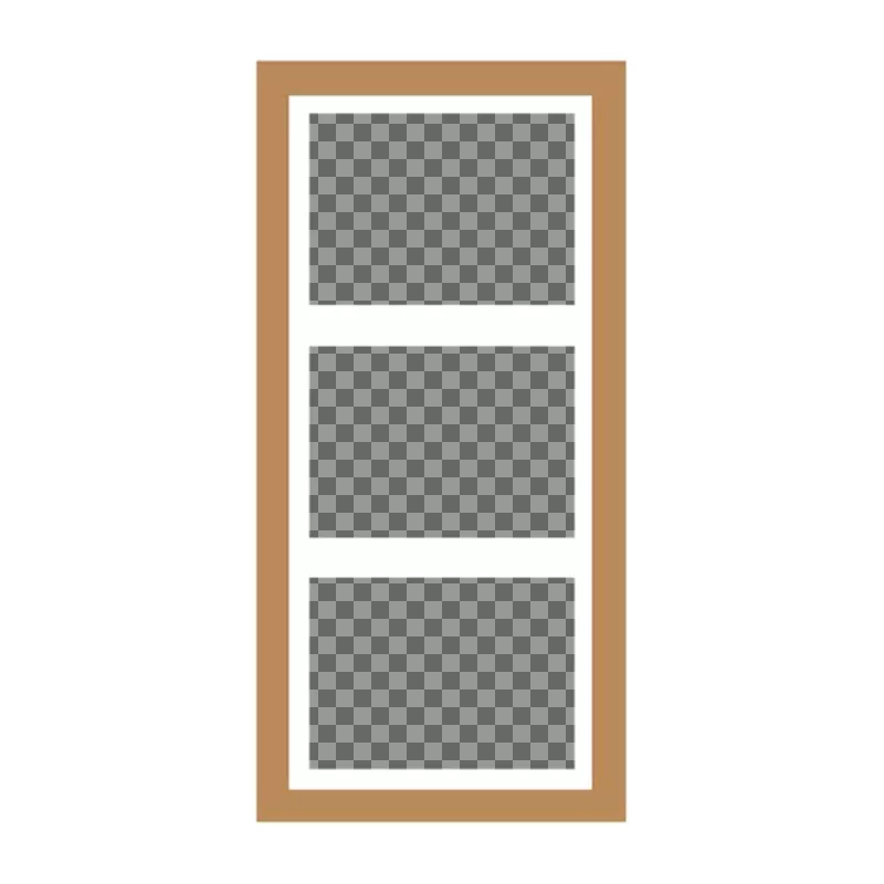 Moldura para 3 fotos com borda branca e..