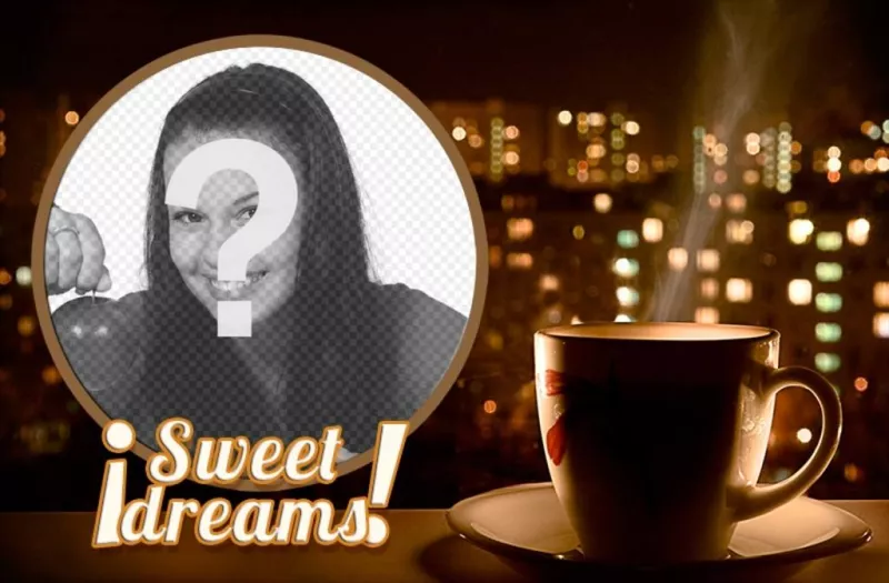 Montagem para sua foto dos sonhos doces com uma xícara de ..