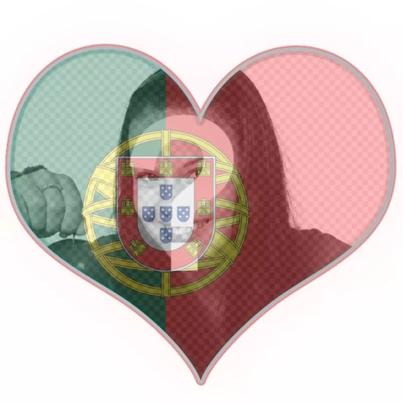 Bandeira de Portugal em forma de coração com o seu ..