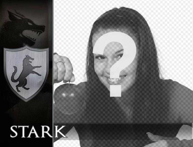 Fotomontagem com o escudo da casa Stark ..