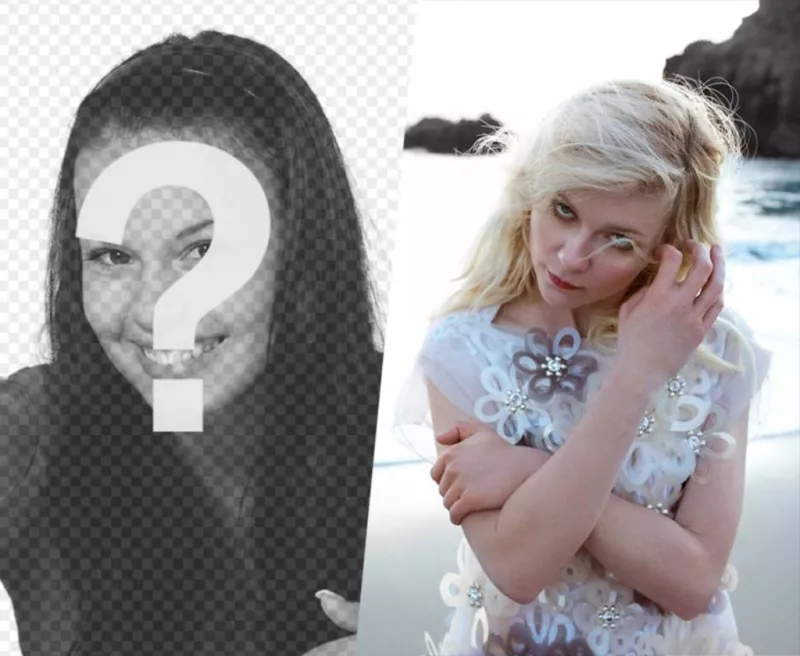 Fotomontagem com Kirsten Dunst vestida de branco ..